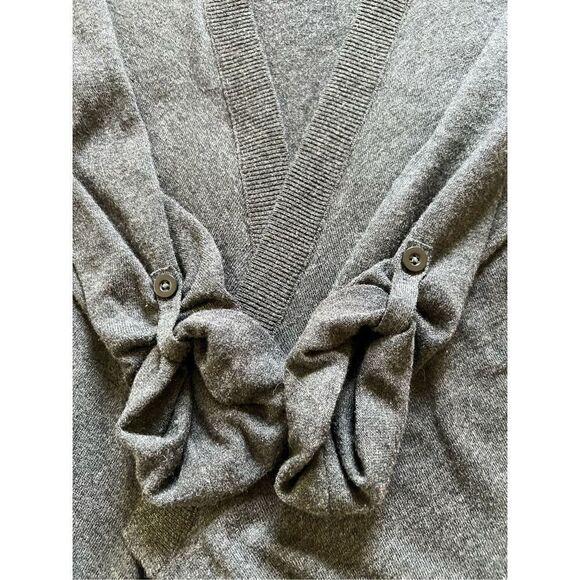 Ann Taylor Loft Heathered Dark Charcoal Gray Open Front Cardigan Large - Picture 4 of 8
